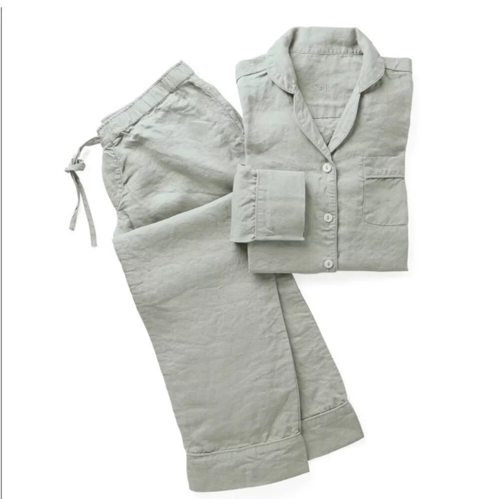 Serena & Lily Positano 100% Linen Pajamas in Eucalyptus S $168